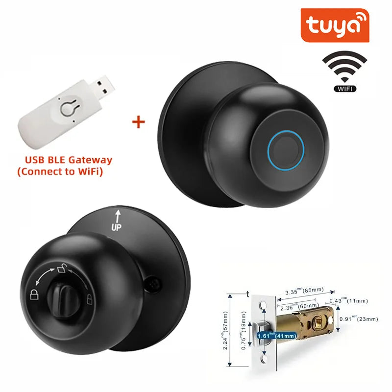 XSDTS Tuya App Fingerprint Smart Lock with Bluetooth Remote Control Digital Door Lock Keyless Entry Home House Apartment
