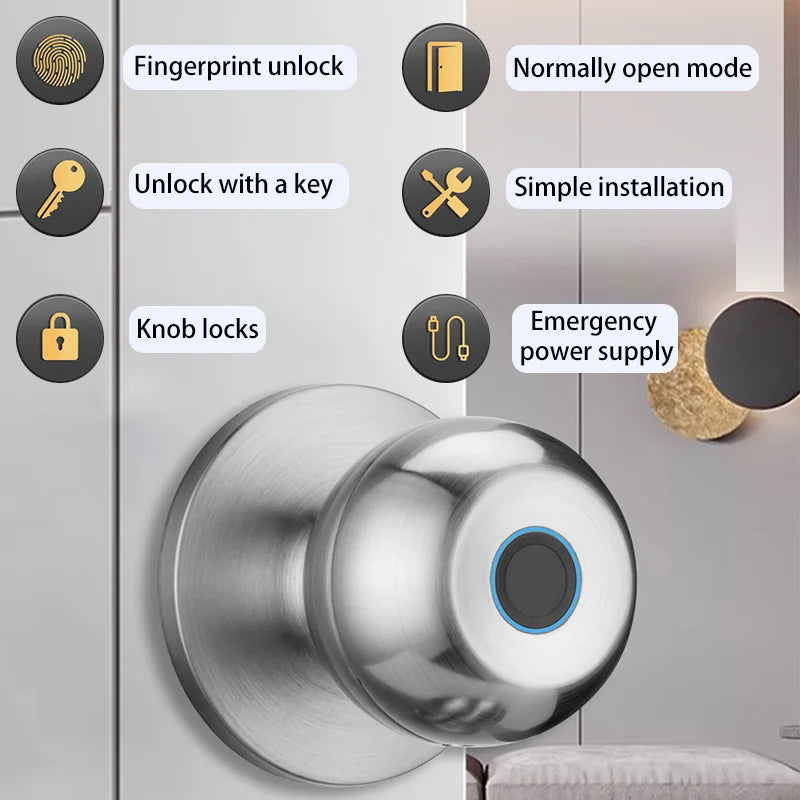 XSDTS Tuya App Fingerprint Smart Lock with Bluetooth Remote Control Digital Door Lock Keyless Entry Home House Apartment